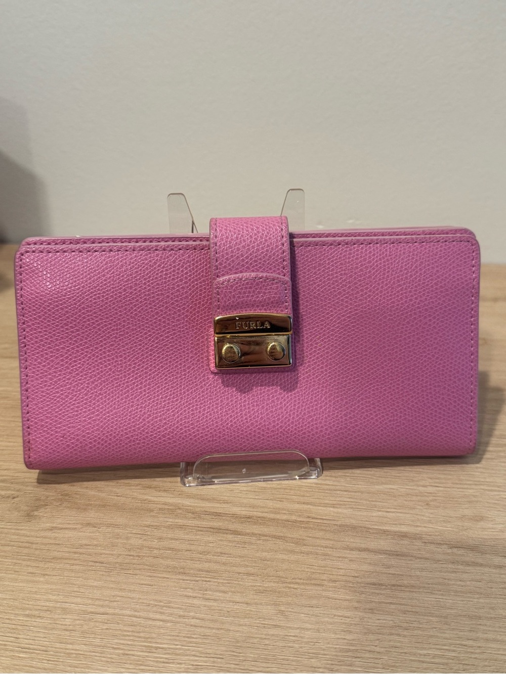 Furla Hot Pink Leather Snap-Closure Continental Wallet